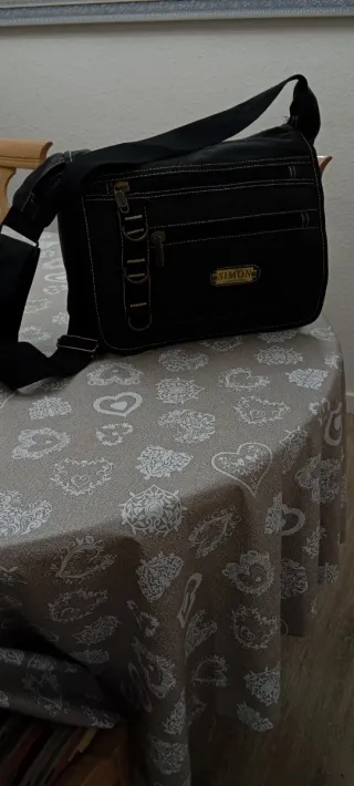 Bolso bandolera tela sintética negro