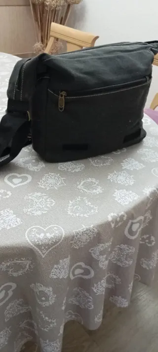 Bolso bandolera tela sintética negro