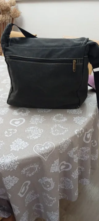 Bolso bandolera tela sintética negro