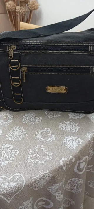 Bolso bandolera tela sintética negro