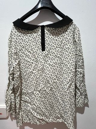 Blusa Promod Talla M Estampada Cuello Peter Pan