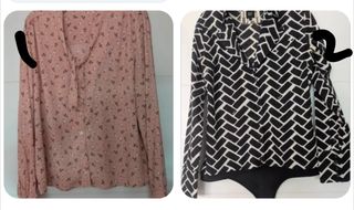 Camisa Mango floral rosa o Blusa negra y blanca DE