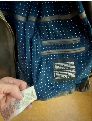 Cazadora cuero NAF NAF gris auténtica