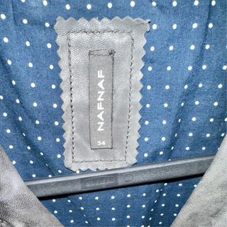 Cazadora cuero NAF NAF gris auténtica