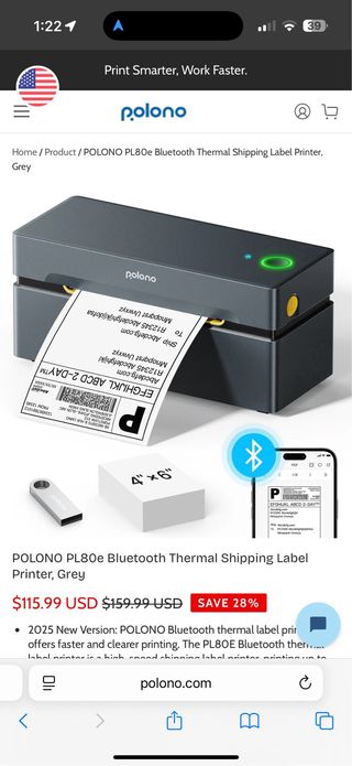 Impresora Térmica Etiquetas Polono Bluetooth PL805
