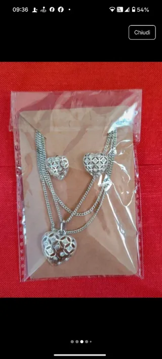 Parure collana e orecchini cuoricini