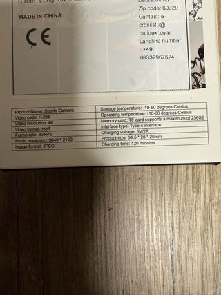 Cámara Deportiva 4K WiFi H.265