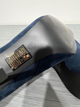 Stivaletti donna tacco 41 velluto blu