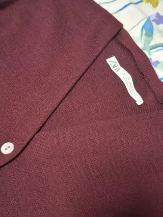 Vestido Zara granate Botones Largo