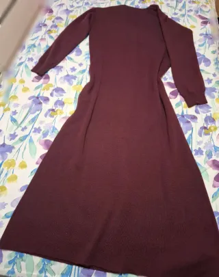 Vestido Zara granate Botones Largo