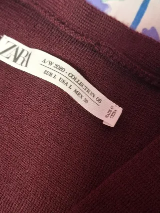 Vestido Zara granate Botones Largo