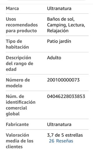 Hamaca exterior jardín Ultranatura Korfu