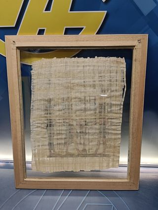 Pareja de papiros egipcios enmarcados. 48x58x3 cm.