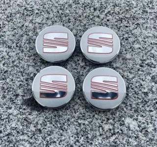 4 CENTROS EMBLEMA RUEDA LLANTA SEAT 56mm 5F0601171