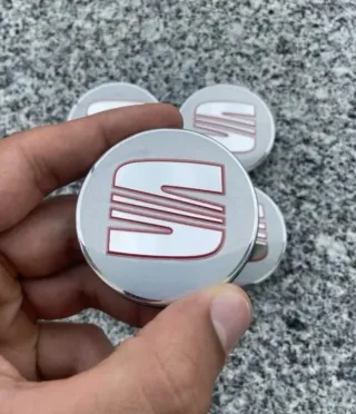 4 CENTROS EMBLEMA RUEDA LLANTA SEAT 56mm 5F0601171