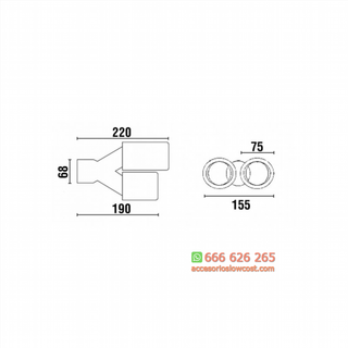 Cola de escape doble universal en acero inox.