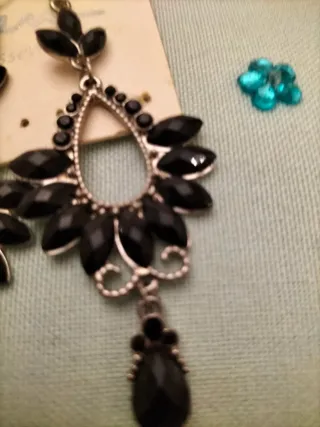 Pendientes cristal azabache plata