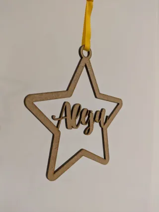 Adorno Navideño Estrella Personalizado Madera
