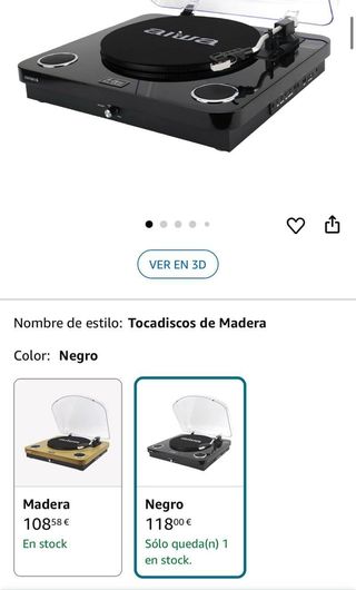 Aiwa GBTUR120BKMKII - Tocadiscos Bluetooth