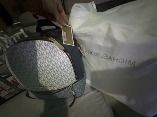 Oferta Mochila Michael Kors Azul y Blanca Nueva
