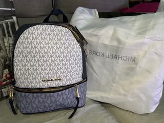 Oferta Mochila Michael Kors Azul y Blanca Nueva
