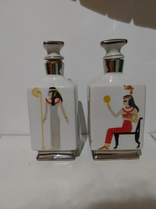 2 Frascos Porcelana Dibujos Egipcios