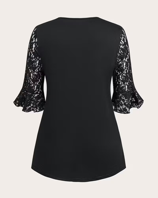 Blusa negra elegante encaje talla 2XL