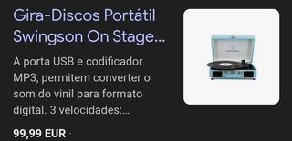 Tocadiscos Bluetooth Swingson On Stage Azul