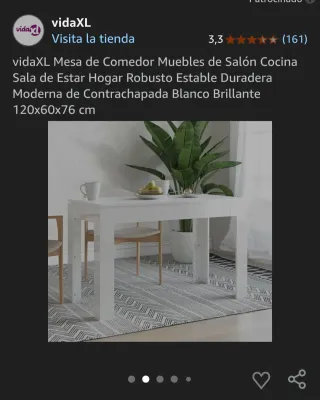 Mesa Comedor Blanca 120x60 cm Nueva