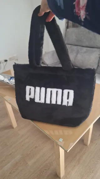 Bolso Puma Negro Peluche Nuevo
