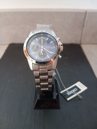 Reloj Seiko Cronógrafo Azul y Plateado A estrenar