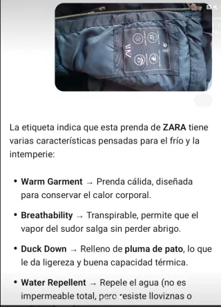 Abrigo plumífero Zara con cinturón
