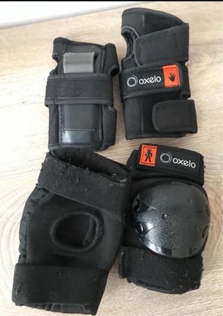 Set Protecciones Oxelo Muñequeras y Rodilleras