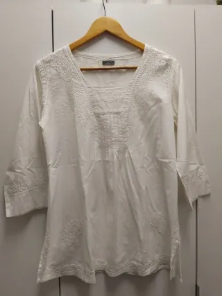 Blusa Ibicenca Blanca Talla M