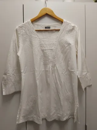 Blusa Ibicenca Blanca Talla M