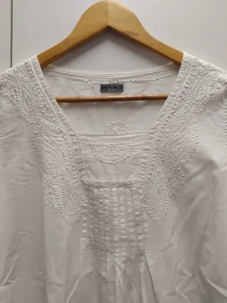 Blusa Ibicenca Blanca Talla M