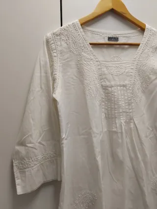 Blusa Ibicenca Blanca Talla M