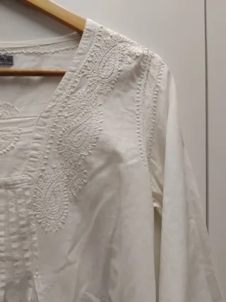 Blusa Ibicenca Blanca Talla M