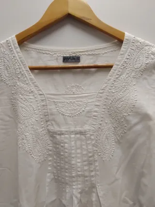 Blusa Ibicenca Blanca Talla M