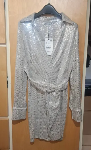 Vestido lentejuelas Zara Talla S