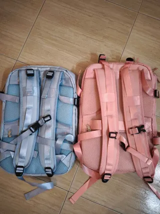 Mochilas grises y rosas