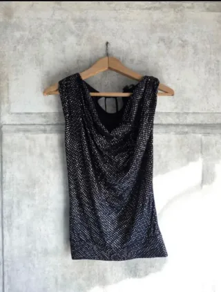 Top fiesta tachuelas Blanco mujer