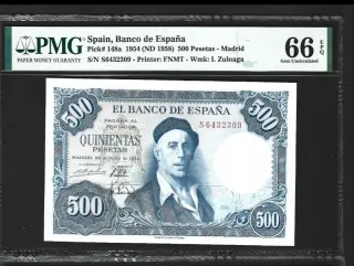 Billete 500 Pesetas 1954 PMG 66 EPQ