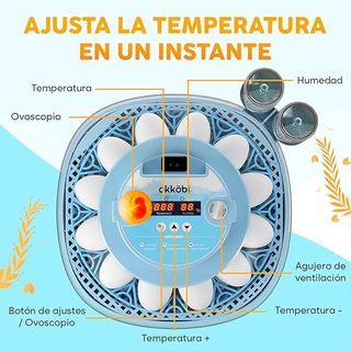 OKKÖBI Incubadora 12 Huevos Automática Azul