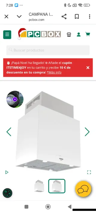 Campana extractora Nodor diseño isla