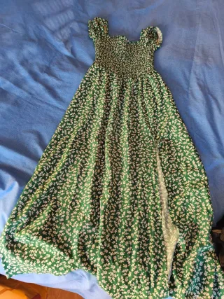 Vestido largo floral verde