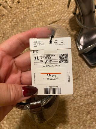 Sandalias Mango fiesta tacón tiras brillantes ,