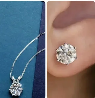 Conjunto Playa: Pendientes y Collar Moissanitas