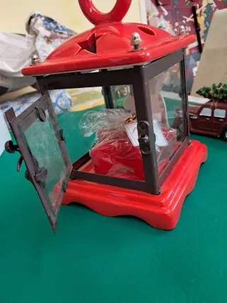 Lanterna Natale Babbo Natale Rossa