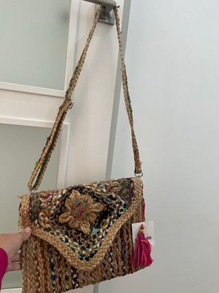 Bolso de rafia tejido multicolor